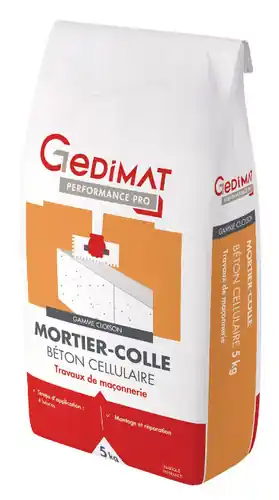 Direct fabricant - Mortier colle béton cellulaire - sac de 5kg - GEDIMAT PERFORMANCE PRO