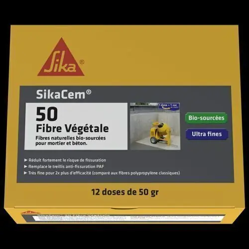Qualité premium | Fibre bio-sourcée antifissuration SIKACEM 50 - 12 doses