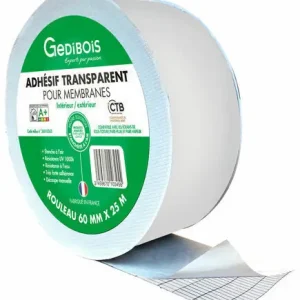 Adhésif d‘étanchéité à l‘air transparent - rouleau de 25 m x 60 mm - GEDIBOIS - Expédition express