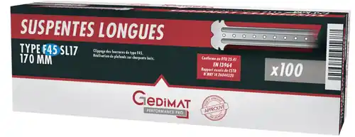 Suspente longue GEDIMAT PERFORMANCE PRO - L.170 mm F45 - boîte de 100 pièces - Disponible dès maintenant