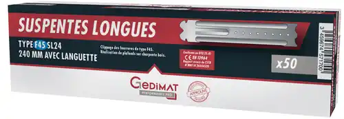 Très apprécié des clients | Suspente longue avec languette GEDIMAT PERFORMANCE PRO - L.240 mm F45 - boîte de 50 pièces
