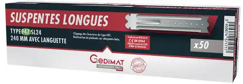 Vente flash - Suspente longue avec languette GEDIMAT PERFORMANCE PRO - L.240 mm F47 - boîte de 50 pièces