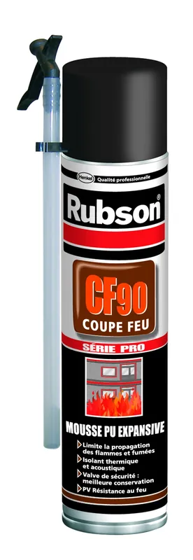 Commandez en ligne | Mousse expansive coupe-feu polyuréthane CF90 RUBSON résistance au feu jusqu‘à 60 min - contenance de 600ml