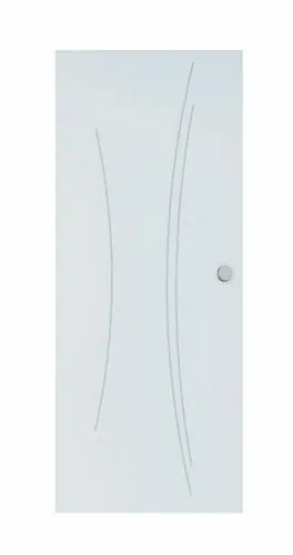 Ajoutez au panier - Porte seule coulissante KAORI gravée prépeinte - 204x93cm - avec usinage pour châssis à galandage rainure et tire-doigt