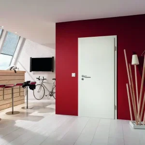 Affaire à saisir - Bloc-porte isolant PORTALIT décor lisse blanc Hui.70 à 80 mm - 204 x 83 cm - droit poussant