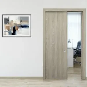 À ne pas manquer - Porte coulissante alvéolaire BRAGA décor café - 204 x 73 cm - tire-doigt