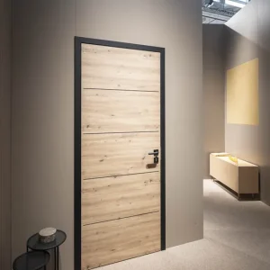 Bloc-porte isolant LINEO décor chêne Artis structuré hui.100 à 116 mm noir mat - 204 x 83 cm - gauche poussant | Meilleur prix