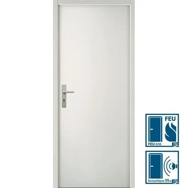 Bloc-porte plane isophonique 39db coupe-feu EI30 Hui.66mm - 204 x 93 cm - gauche poussant - serrure de sûreté - Ne manquez pas cette offre