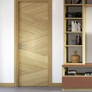 Remise | Bloc-porte pleine TORRES plaqué bois chêne Hui.72 à 100 mm - 204 x 83 cm - droit poussant - serrure magnétique