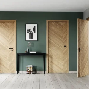 Bloc-porte pleine SUMBA plaqué bois chêne Hui.72 à 100 mm - 204x93 cm - gauche poussant - serrure magnétique | Offre spéciale