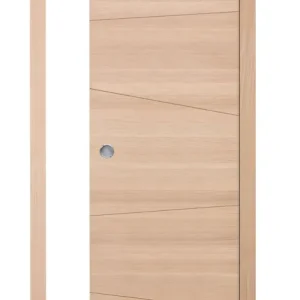 Porte coulissante pleine CARLIT décor chêne blanchi - 204 x 83 cm - tire doigt | Nouveau au catalogue
