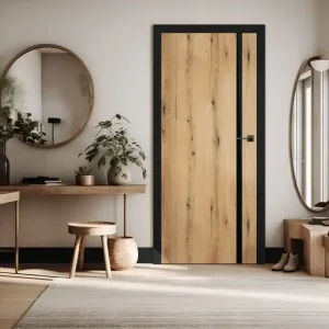 Offre du jour - Bloc-porte pleine BALDUR décor chêne rétro Hui.95 à 115 mm - 204 x 73 cm - droit poussant