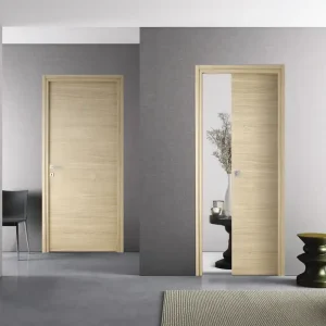 Direct fabricant - Porte coulissante alvéolaire ISEO chêne naturel - 204 x 93 cm - tire-doigt