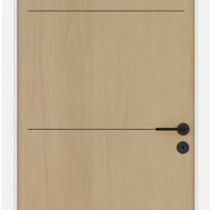 Affaire à saisir - Bloc-porte isolant TERCERA gravé chêne clair à recouvrement Hui.90 mm - 204 x 83 cm - gauche poussant