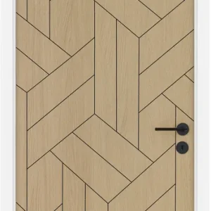 Achetez dès maintenant - Bloc-porte alvéolaire CHEVRON gravé à recouvrement chêne clair Hui.90 mm - 204 x 83 cm - gauche poussant