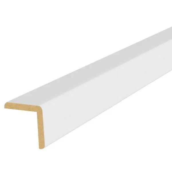 Baguette d‘angle MDF revêtue - section 28 x 28 mm L.2,40 m - blanc | Recommandé