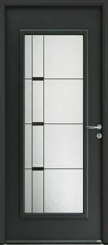 Premium | Porte d‘entrée acier NAPALI gris double vitrage décoratif P2A dromant 54 mm - 215 x 90 cm - droit poussant