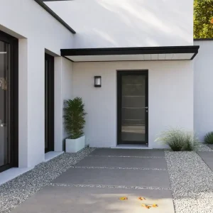 Très demandé - Porte d‘entrée alu YOGA EVO grand vitrage noir texturé dormant 74 mm - 215 x 90 cm - droit poussant