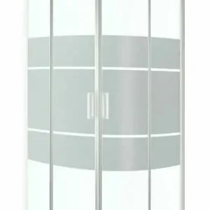 Accès d‘angle coulissant 1/4 cercle PASSO verre 5mm sérigraphié avec profilés blancs - 190x90cm | Qualité premium