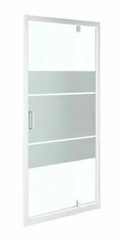 Porte de douche pivotante PASSO verre 5mm sérigraphié avec profilés blancs - 190x90cm - Derniers exemplaires