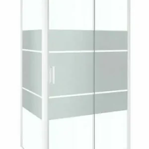 Paroi de douche fixe PASSO verre 5mm sérigraphie avec profilés blancs - 190x80cm - Nouveau chez nous