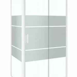 Promo exceptionnelle | Paroi de douche fixe PASSO verre 5mm sérigraphie avec profilés blancs - 190x90cm