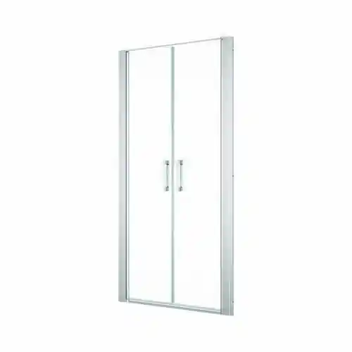 Plébiscité par les clients | Porte de douche battante DIVERA verre 6mm transparent avec profilés chromés - 200x90cm