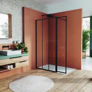 Qualité professionnelle - Porte de douche pivotante WALK-IN EASY 180° verre 8mm LOFT 72 avec profilés noirs- Haut.200cm