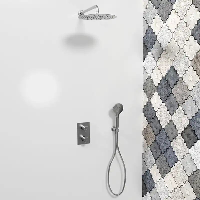 Ensemble de douche thermostatique OMEGA - métal brossé | Achetez maintenant