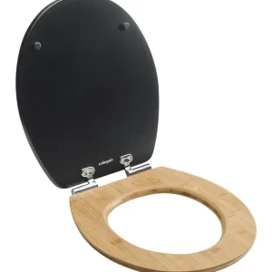 Abattant WC DIPLOMAT en bois compressé noir et bambou - fermeture ralentie | Dernier arrivage