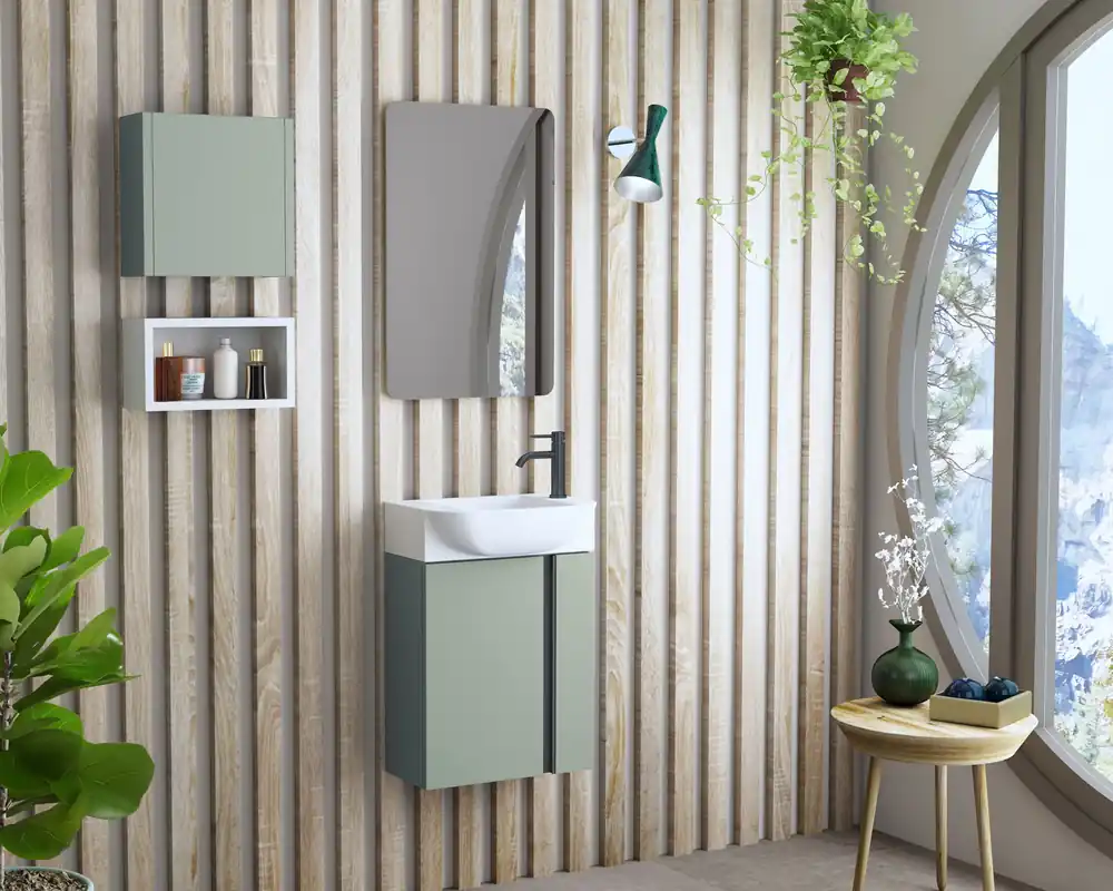 Prix bas - Ensemble lave-mains MODUS - 65 x 45 x 31 cm - vert leaf