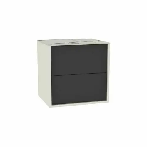 Super prix - Ensemble meuble ASTER caviar caisson blanc + plan compact décor marbre - 50x60,5x60cm