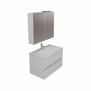 Ensemble meuble VIANA + plan vasque céramique blanche - 80 cm - blanc | Très demandé