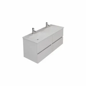 Ensemble meuble VIANA + plan vasque céramique blanche - 120 cm - blanc - Retour gratuit