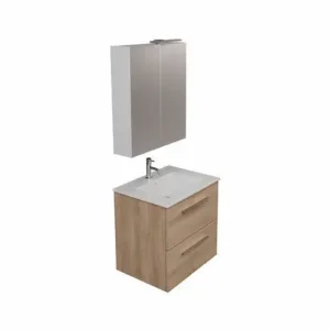 Nouveau en boutique - Ensemble meuble BRAGA chêne + plan vasque céramique - 46 x 60 x 60 cm