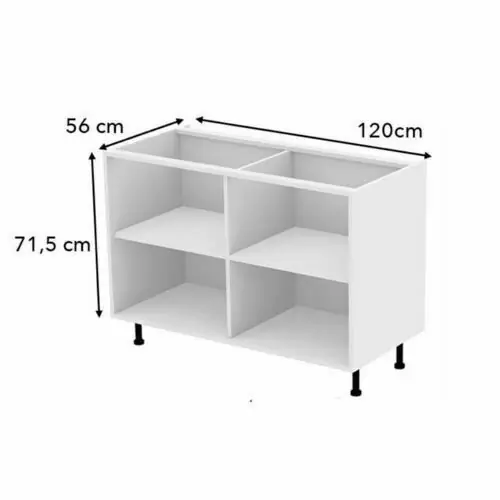 Caisson meuble bas blanc B16 - H.71,5 x P.56 x l.120 cm | Offre flash