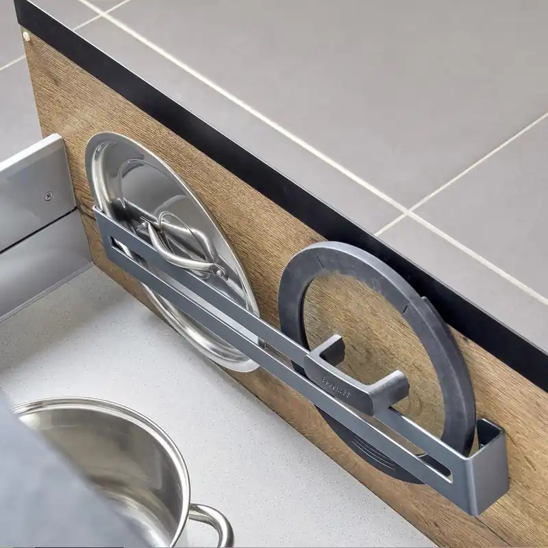 Barre range-couvercles en acier 510 mm - gris orion | Retour facile