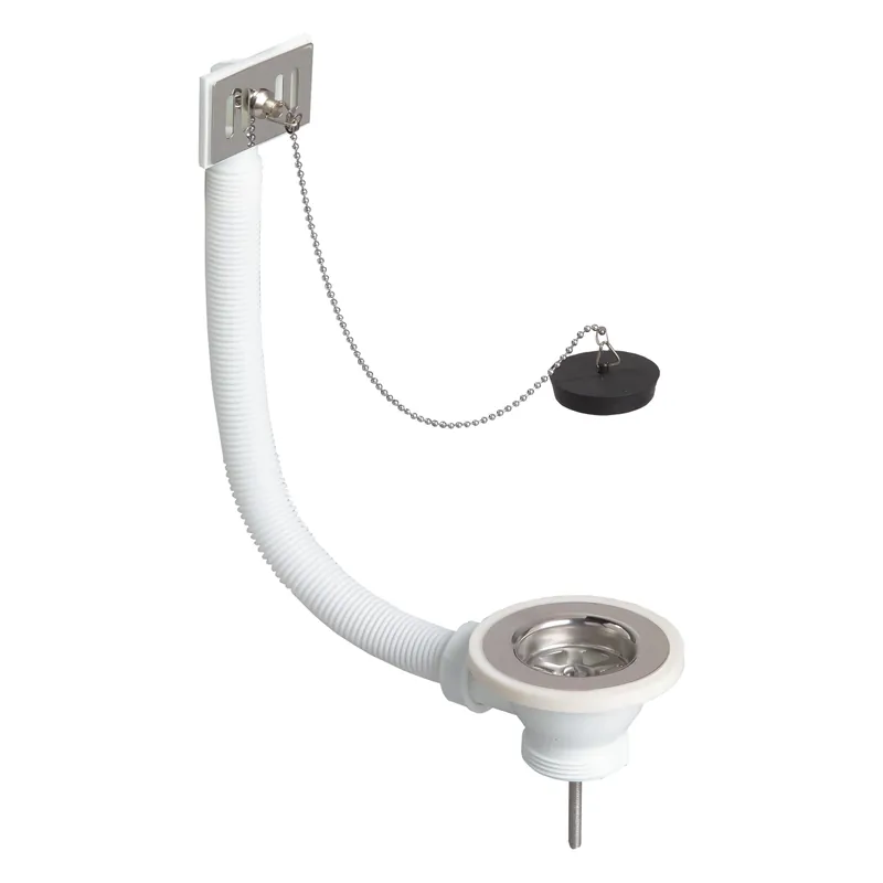 Bonde évier grille inox avec bouchon et chaînette - avec trop-plein - Expédition rapide