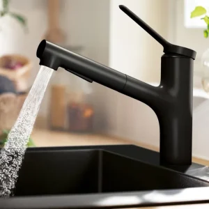 Mitigeur évier avec douchette ZESIS noir mat - Prix malin