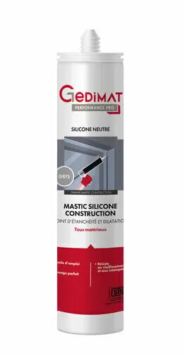 Mastic silicone neutre construction GEDIMAT PERFORMANCE PRO - 310ml - gris - Nouveau