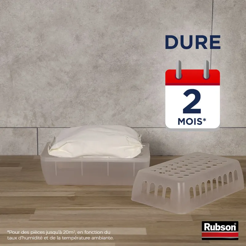 Satisfait ou remboursé | Recharge pour absorbeur d‘humidité chlorure de calcium CLASSIC RUBSON 3 + 1 gratuite - lot de 4 pièces