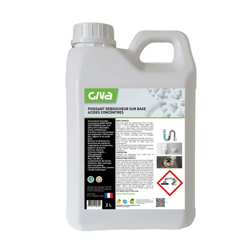 Déboucheur concentré sur base acide - Promo exceptionnelle