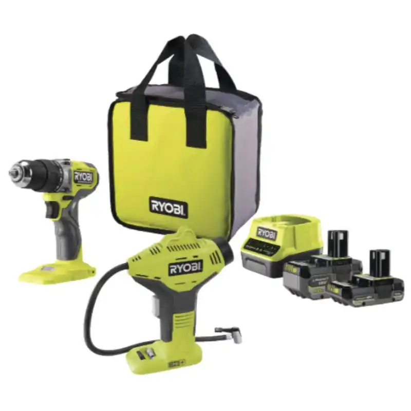 Perceuse-Visseuse Percussion Brushless 18v + Compresseur Pack - Ryobi | Ne manquez pas cette offre